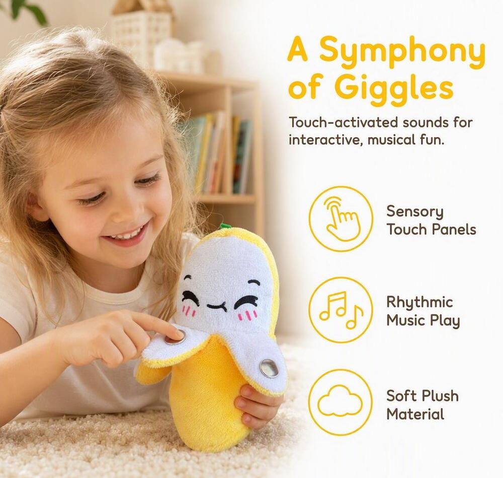 Banana Induction Beat Piano Plush, Interactive Music Toy for Kids